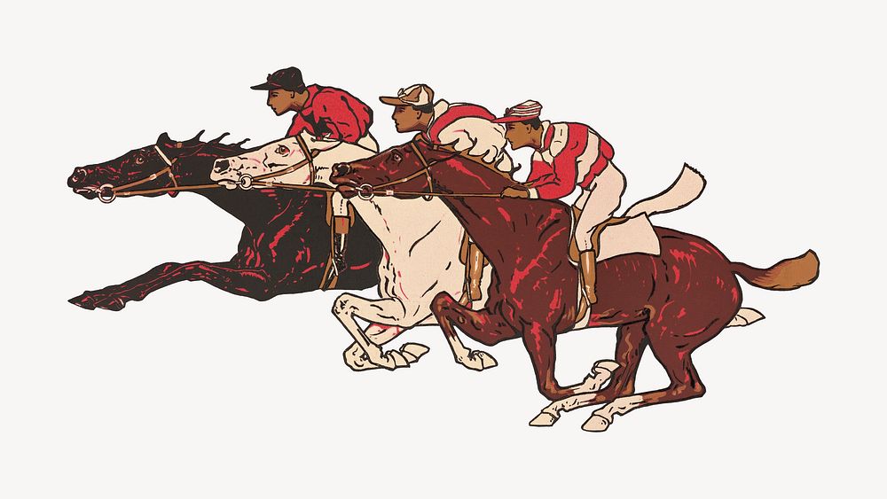 Vintage horse racing illustration.  Remastered by rawpixel