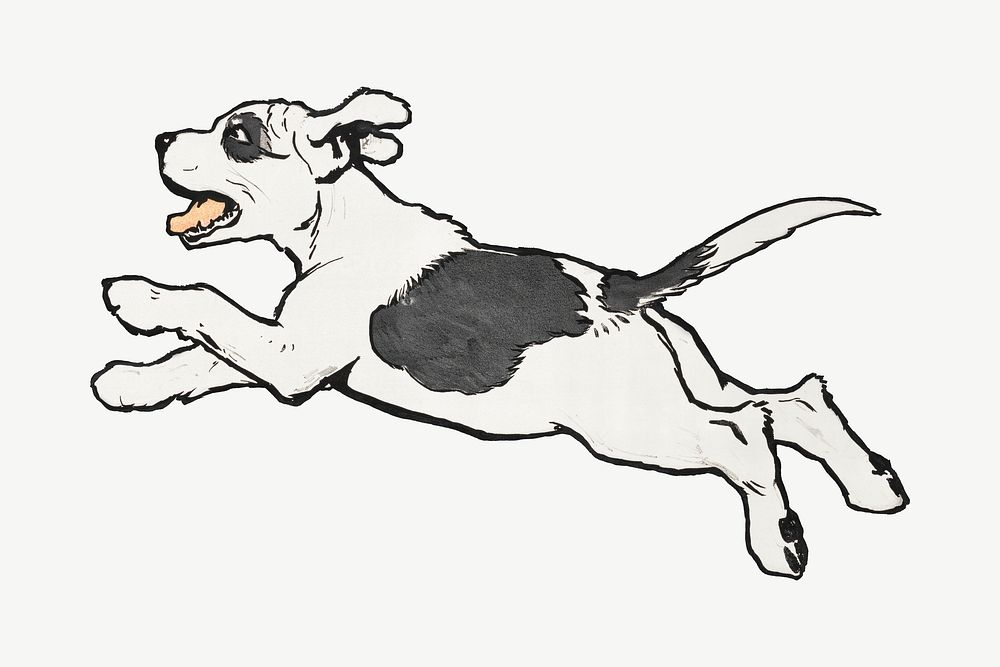 Running dog clipart psd. Remixed by rawpixel.