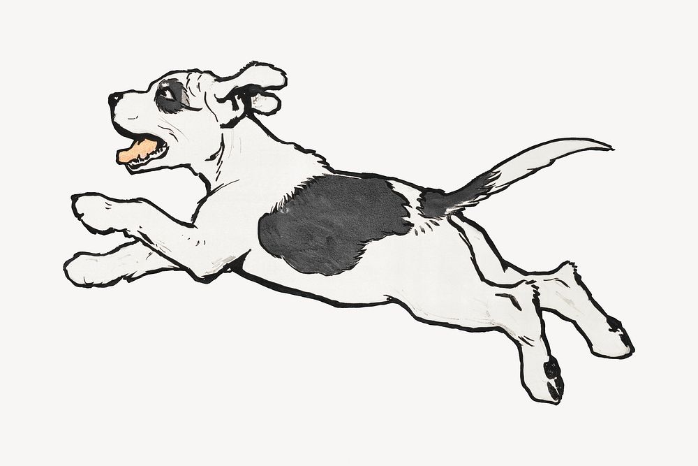 Running dog illustration. Remixed by rawpixel.