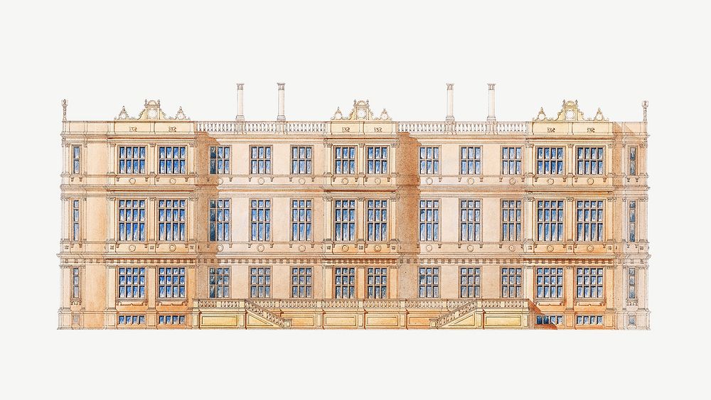 Longleat, vintage building clipart psd.   Remastered by rawpixel