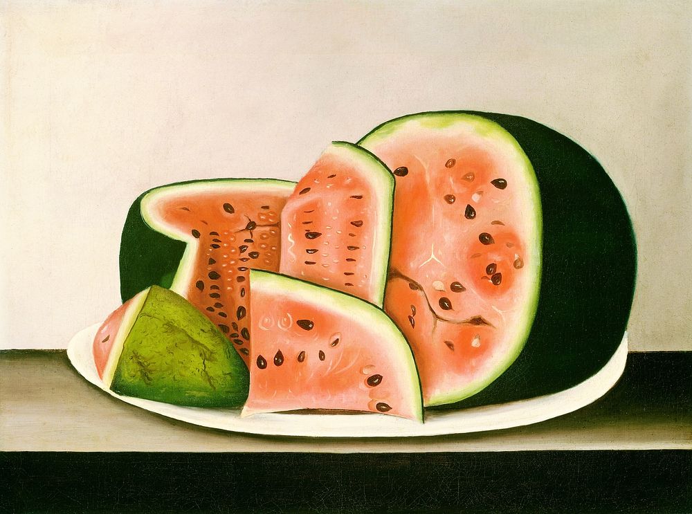 Watermelon on a Plate (mid 19th century) by American 19th Century. Original public domain image from the National Gallery of…