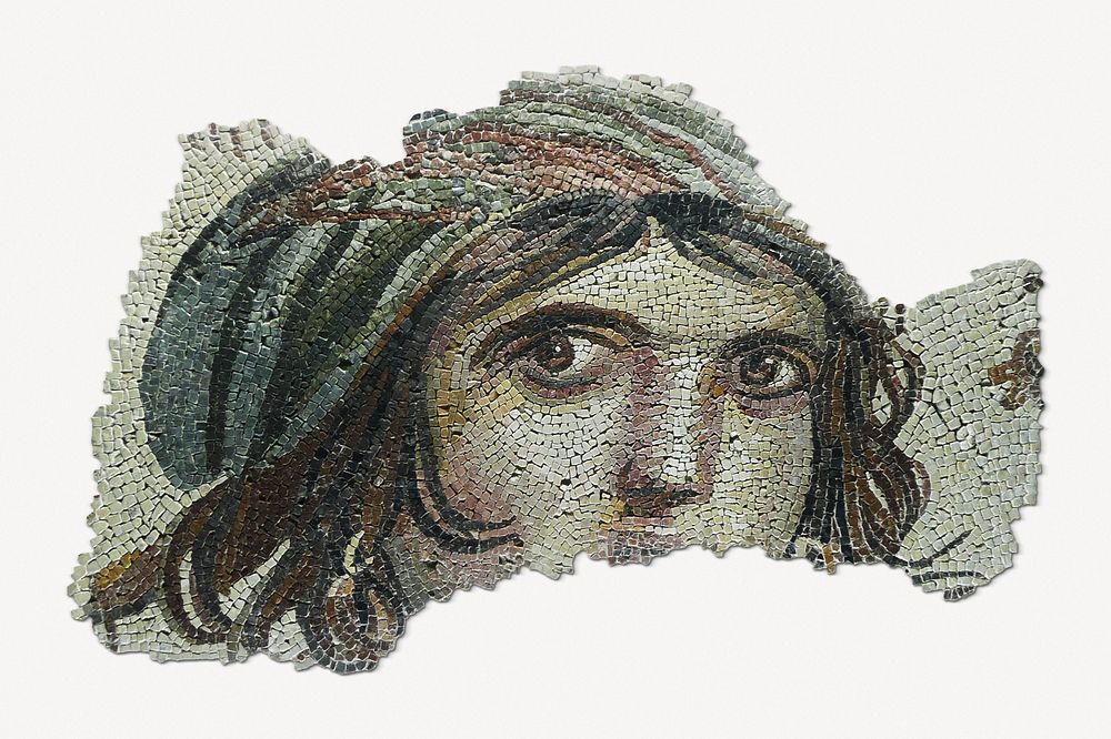 "The Gypsy Girl" mosaic of Zeugma collage element psd.   Remastered by rawpixel