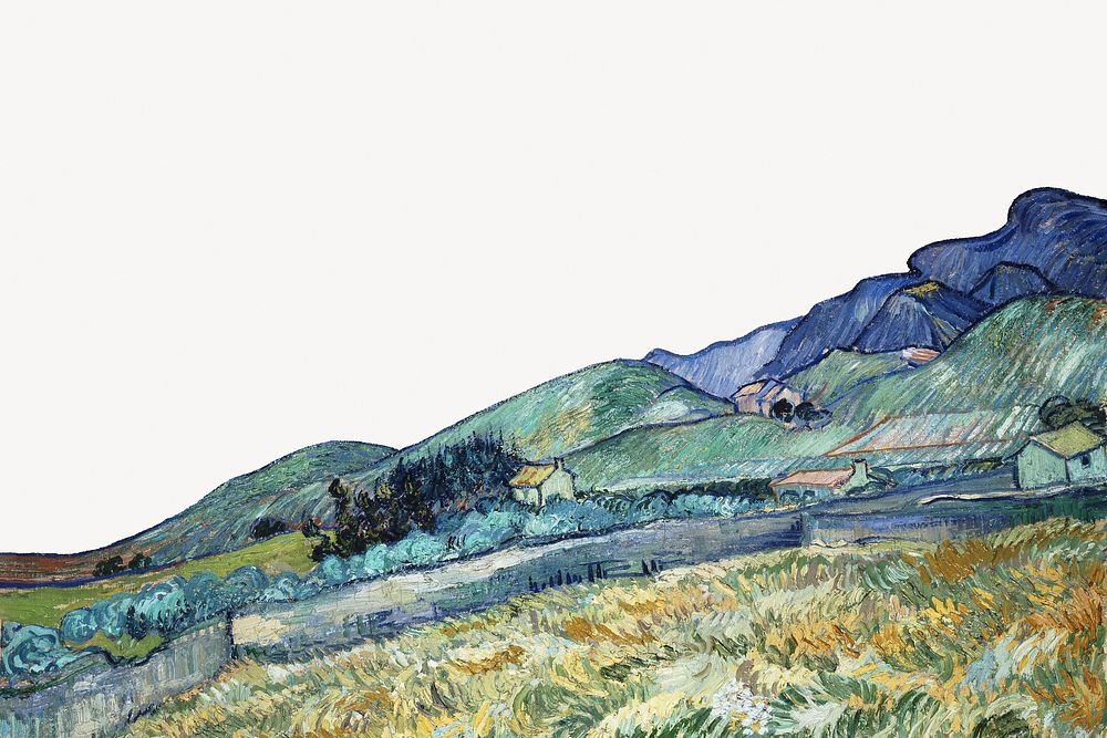 Van Gogh's Landscape from Saint-R&eacute;my border.  Remastered by rawpixel