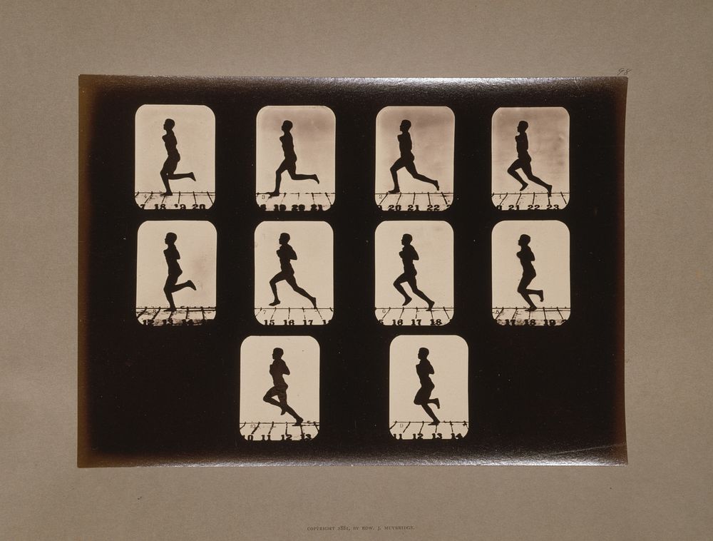 Athletes. Running (ca.1881) photography in high resolution by Eadweard Muybridge. 