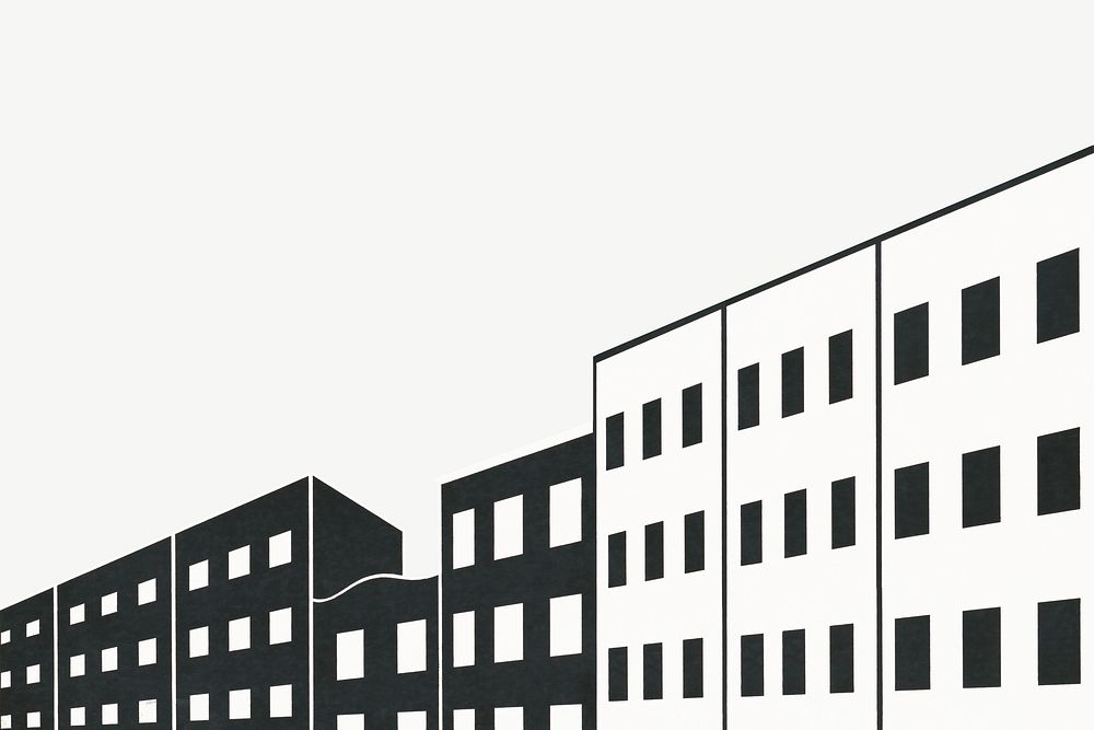 Apartment buildings border clipart psd.  Remixed by rawpixel.