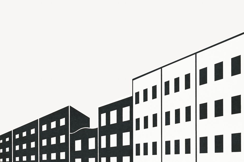 Simple building row illustration.  Remixed by rawpixel.