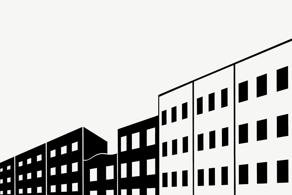 Black and white building border clipart psd.  Remixed by rawpixel.