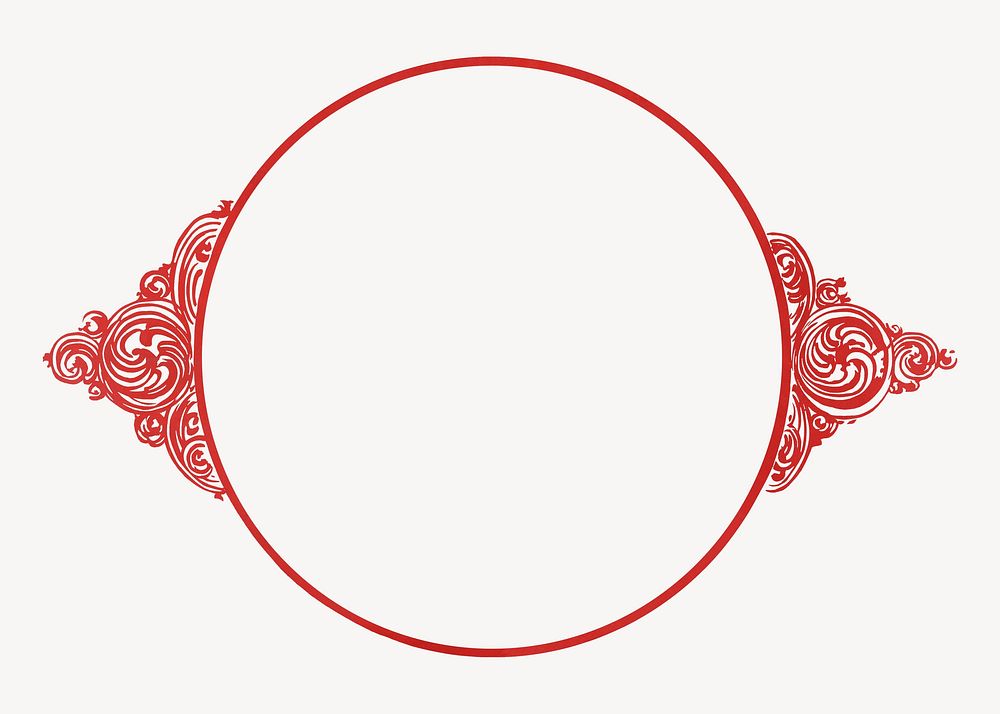 Vintage red round frame illustration.  Remixed by rawpixel.
