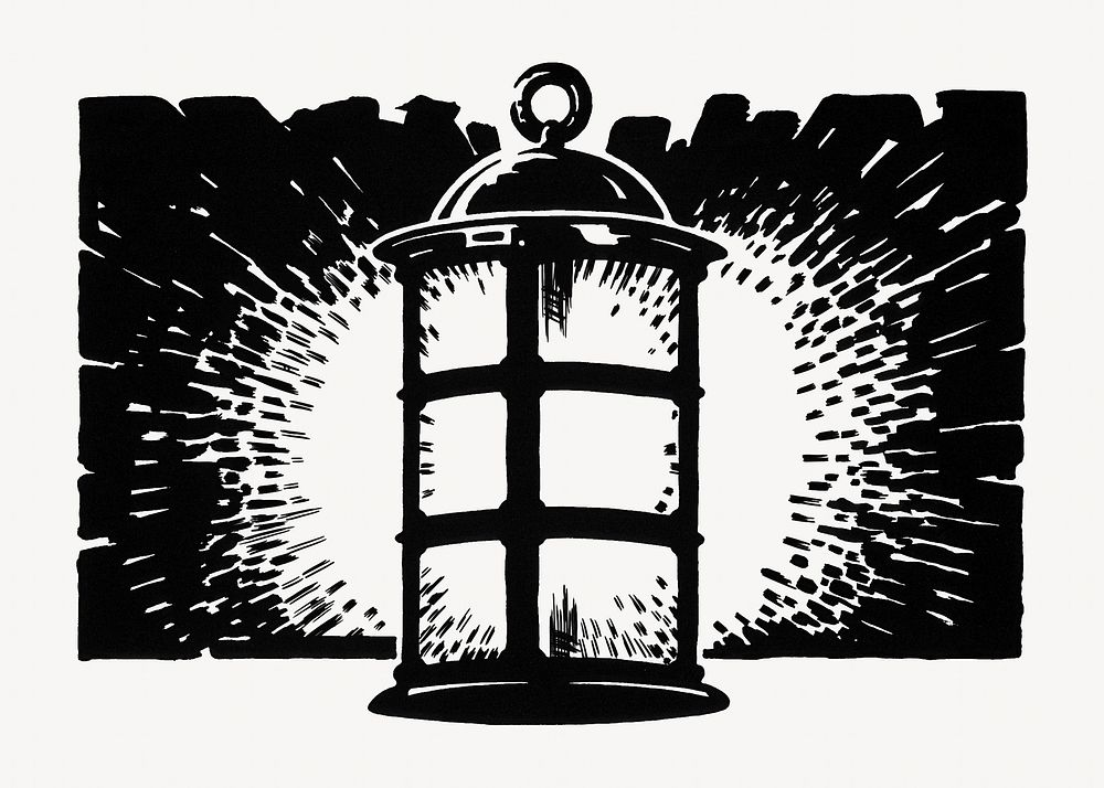 Vintage black lantern illustration.  Remixed by rawpixel.