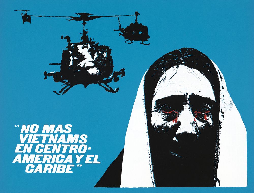 "No mas Vietnam in Central America and the Caribbean" (1983) vintage poster by Eduardo Ram&iacute;rez Villamizar. Original…