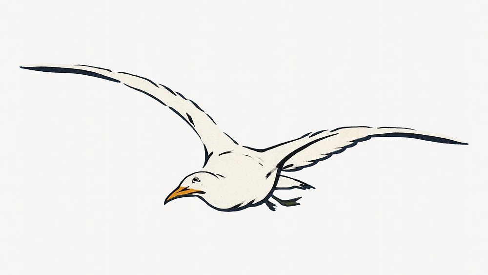 Flying white bird illustration.   Remixed by rawpixel.