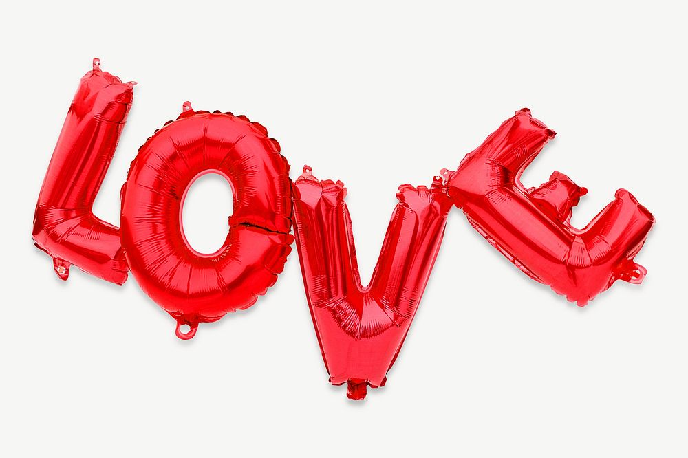 Love balloon word, romantic red letter  psd