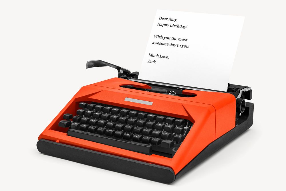 Paper mockup in typewriter psd