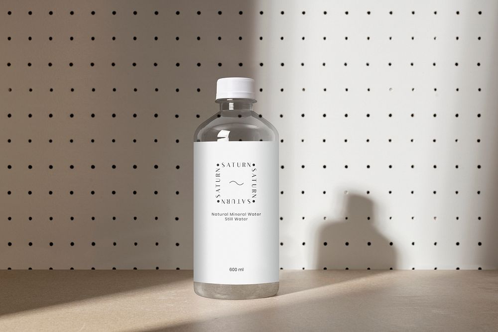 Plastic bottle mockup, label design, water bottle product packaging psd