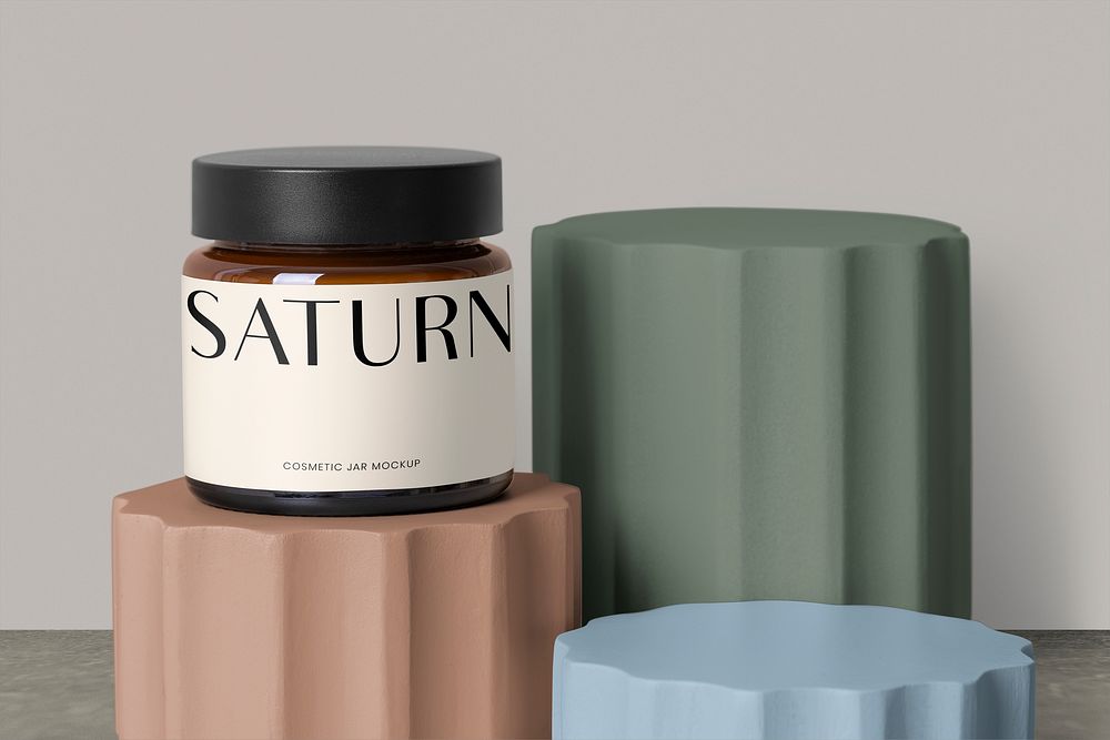 Jar label mockup, skincare product packaging design psd