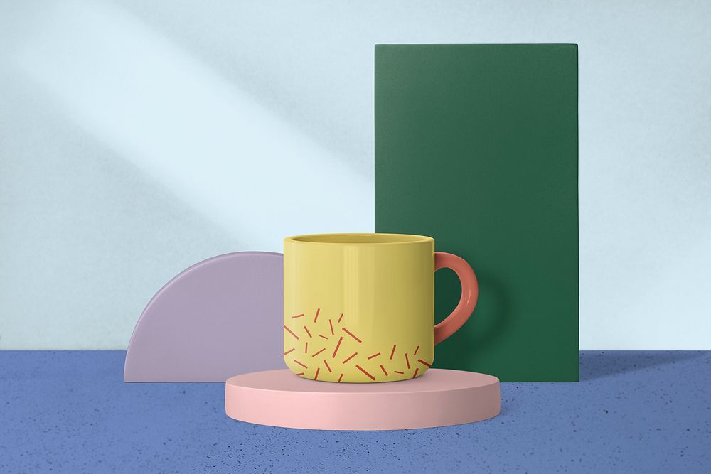 Mug mockup psd, colorful product design