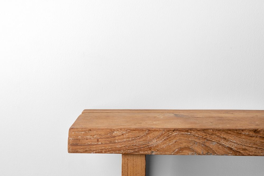 Minimal wooden bench product backdrop mockup