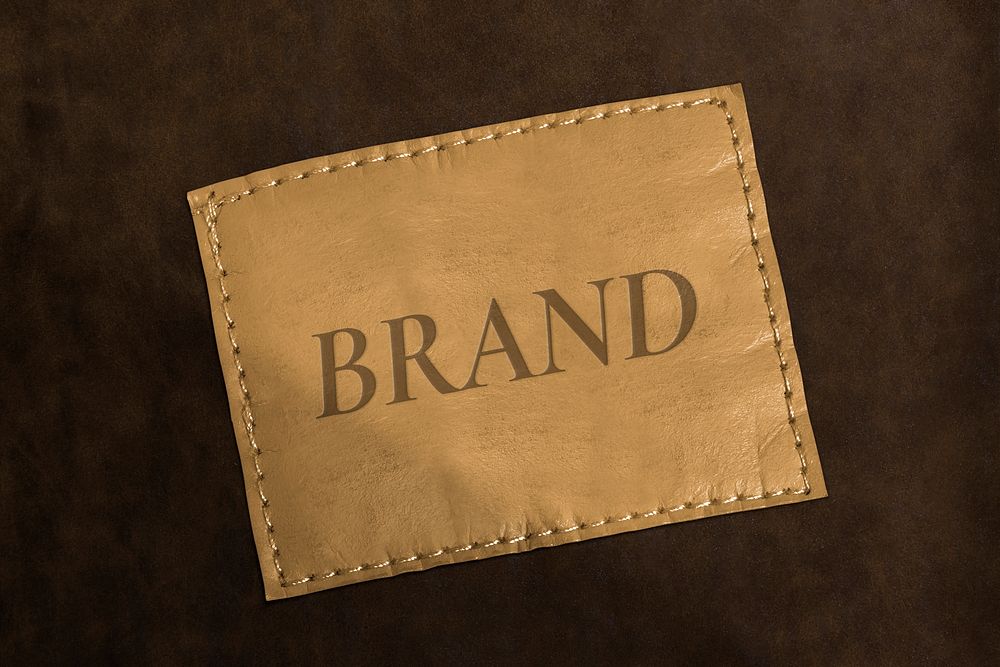 Leather label psd mockup for apparel brand