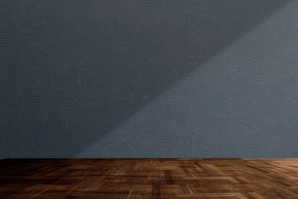Wall mockup psd with wooden floor