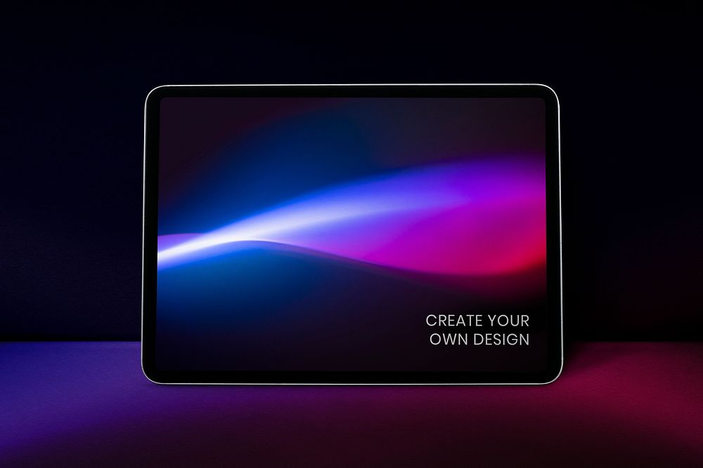 Digital tablet psd mockup with retro futurism style