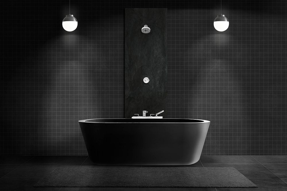 Luxury bathroom wall mockup psd authentic interior design