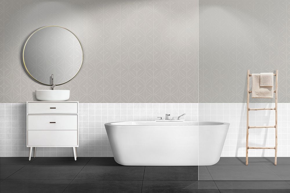 Minimal bathroom wall mockup psd authentic interior design