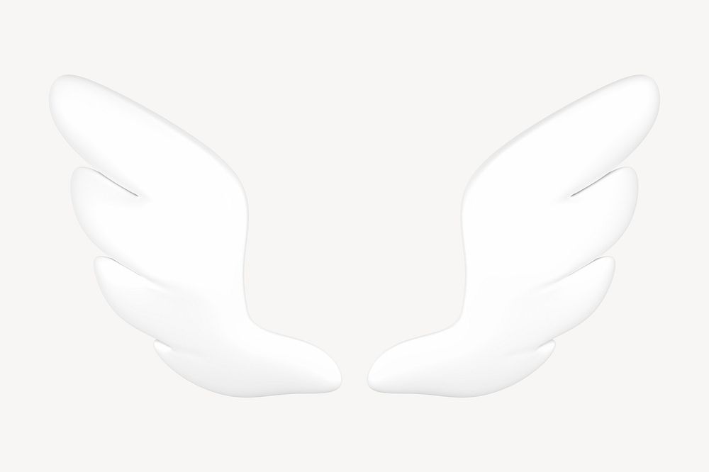 White wings clip art, cute 3d graphic