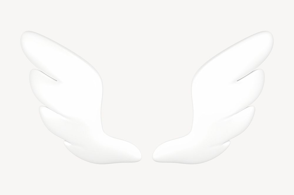 White wings clipart, cute 3d graphic psd