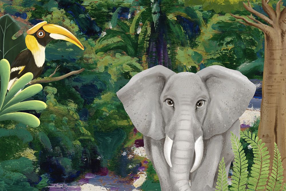 Jungle animals background, drawing design