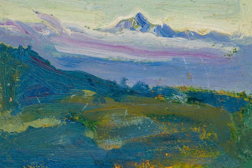Nature painting background, mountain landscape design