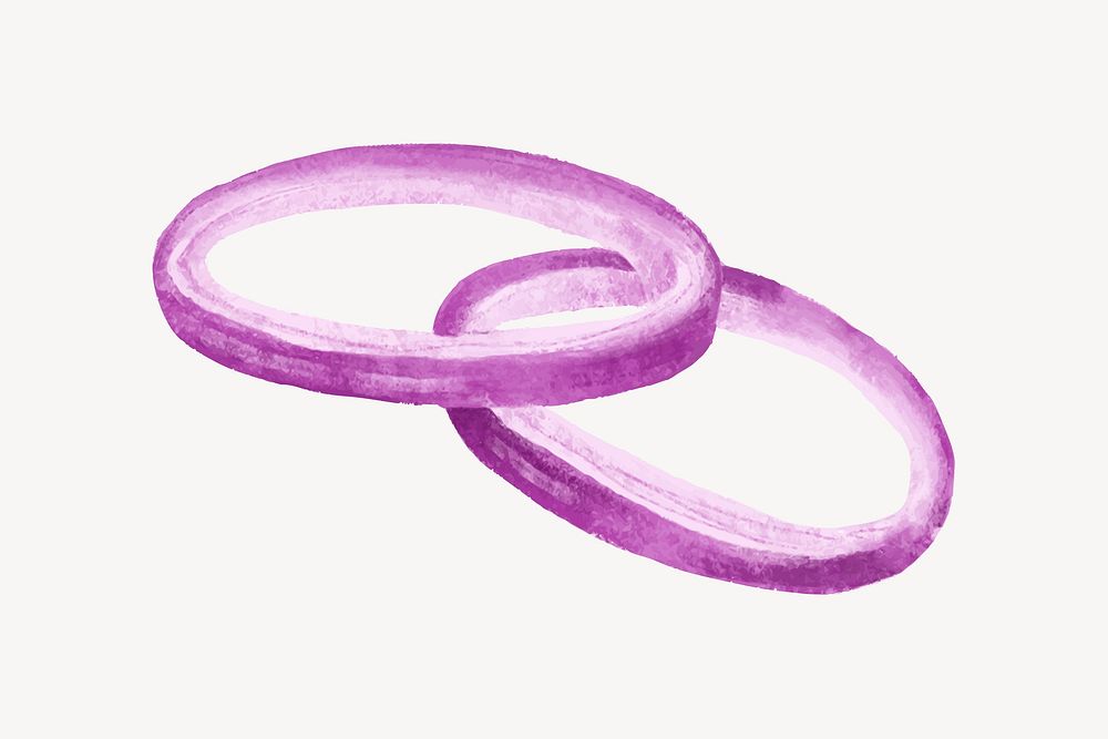 Raw red onion ring drawing collage element vector