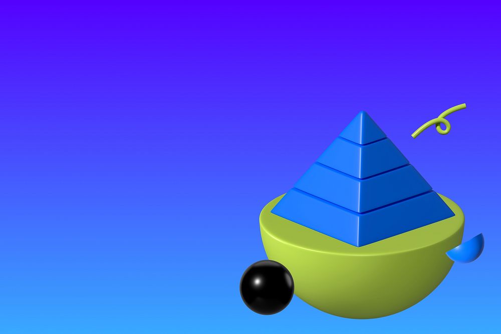 3D pyramid graph, business illustration remix design