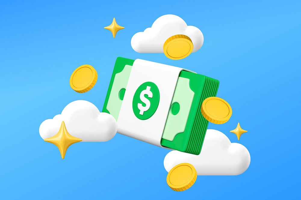 3D money background, cute finance concept