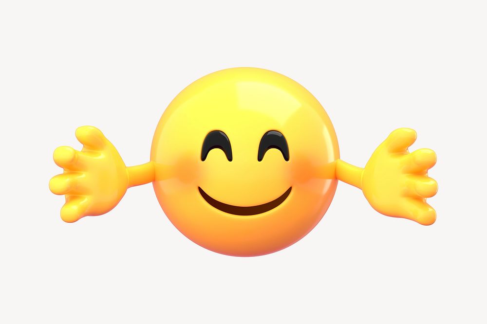 Hugging emoji collage element, 3D emoticon illustration