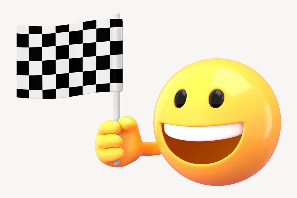 Emoji holding racing flag, 3D rendered design
