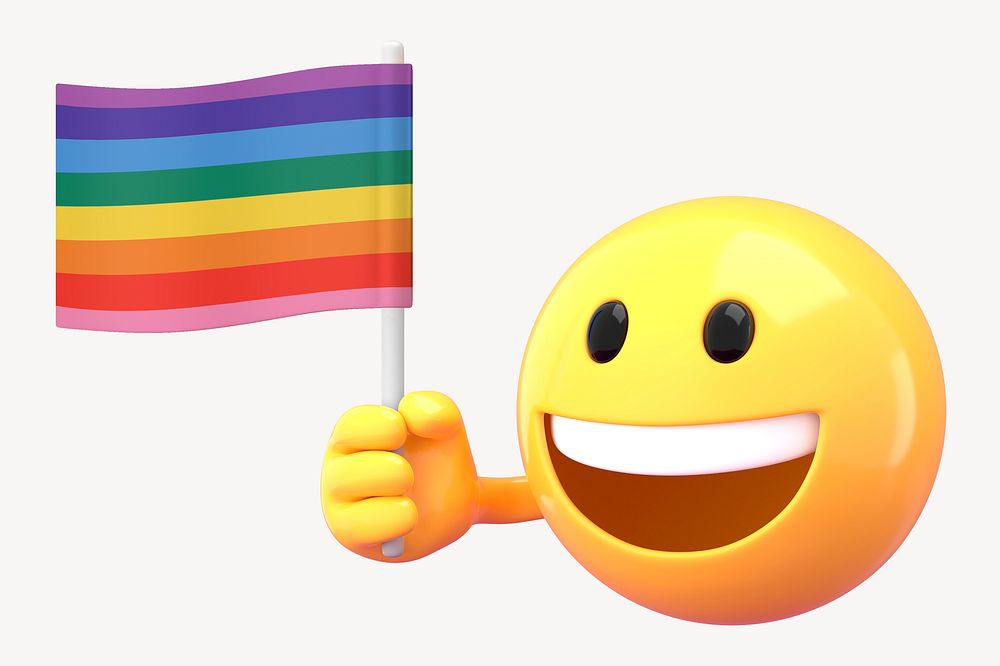 Emoji holding flag mockup, 3D rendered design psd