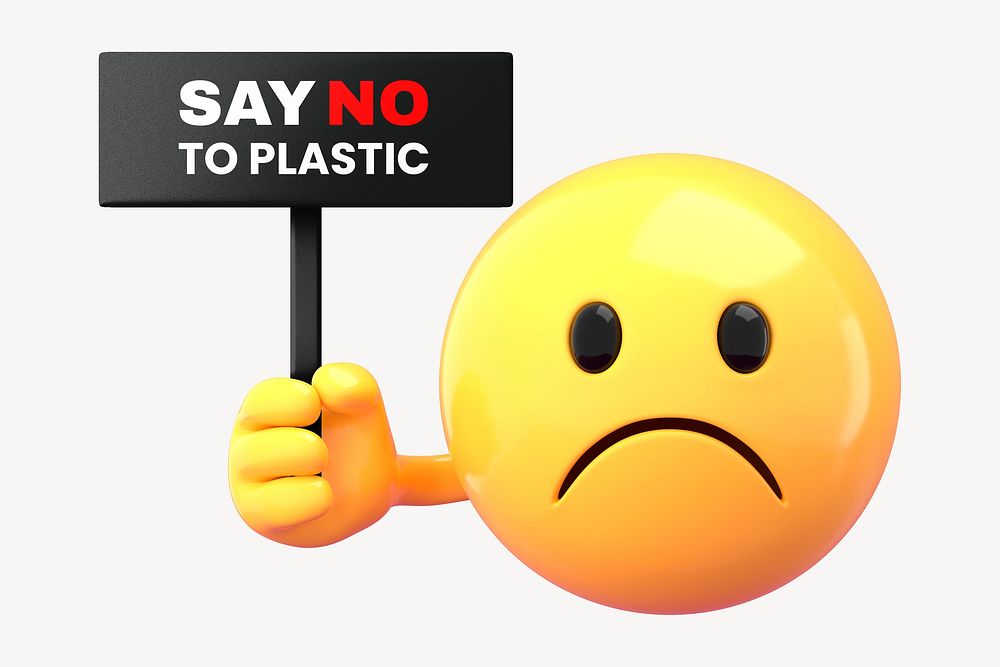 No plastic sign mockup, 3D emoji design psd