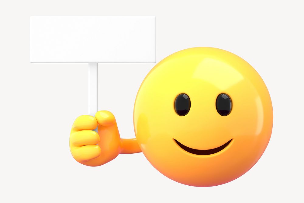 Emoji holding sign mockup, 3D rendered design psd