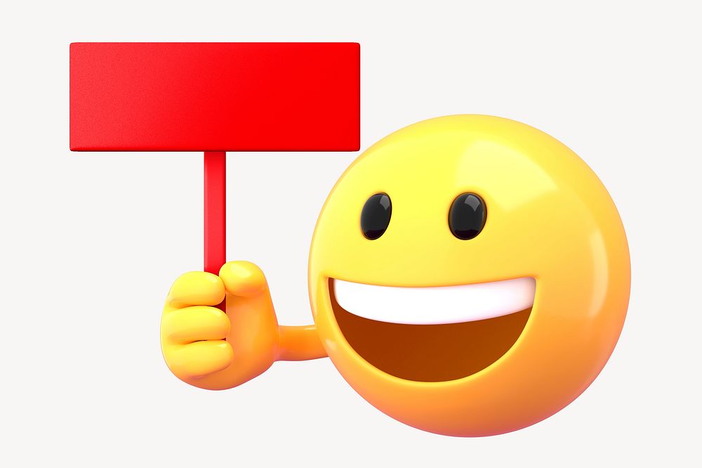 3D  emoticon holding red sign