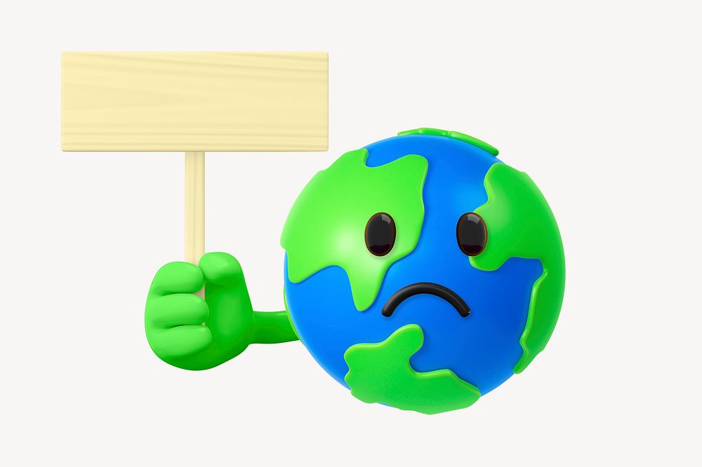 Planet protest sign 3D emoji, environment design