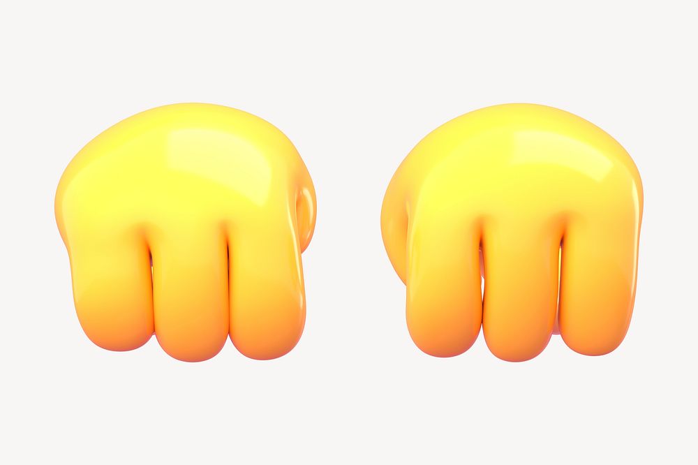 3D fists emoji collage element psd