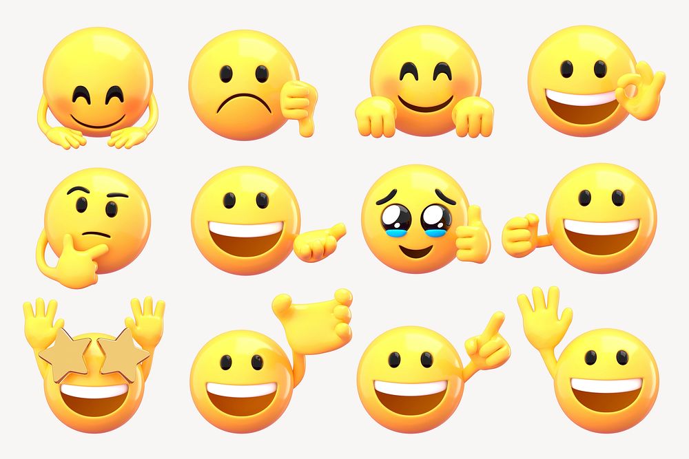 Emoticon 3D emoji sticker set psd