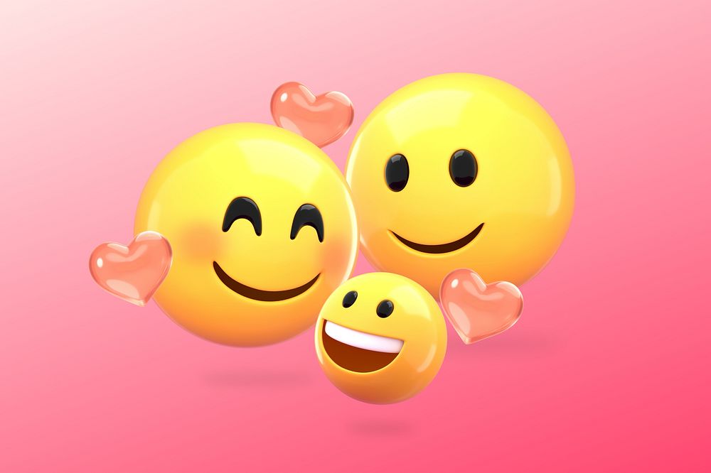 3D family love, emoticon illustration