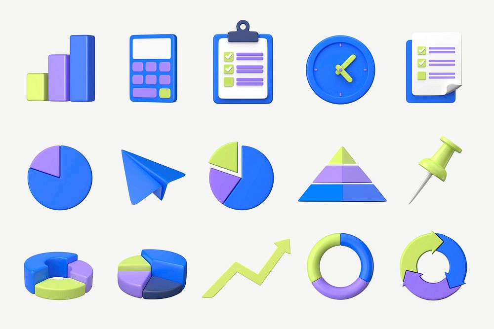 3D business graphic & icon set psd