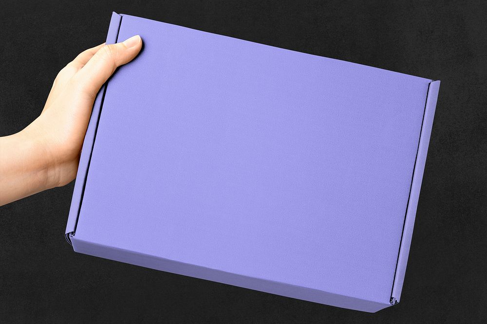Blank purple paper box, product packaging design
