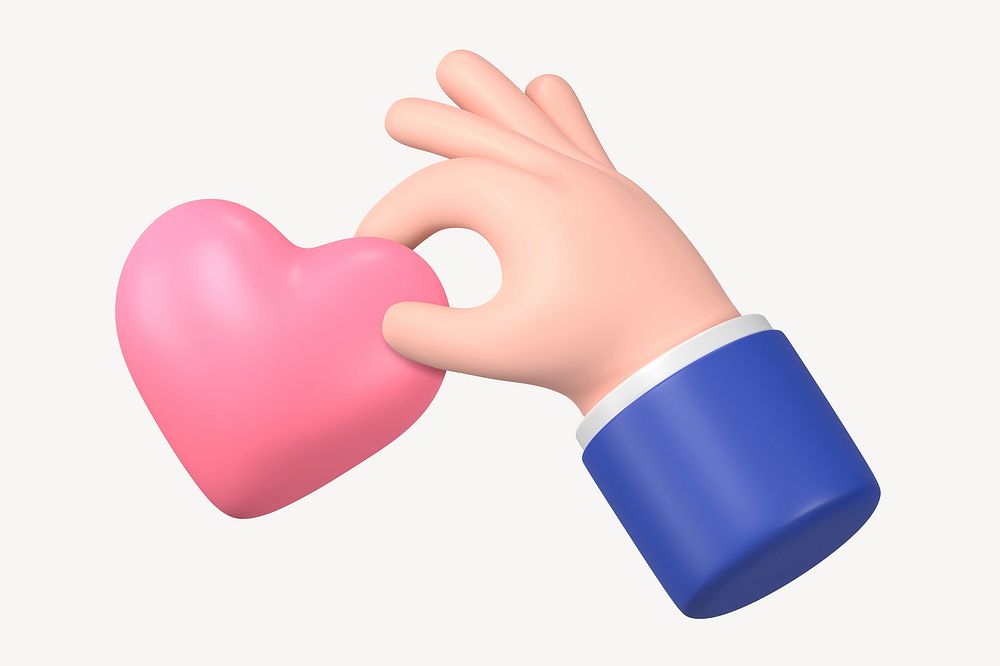 Hand holding heart, 3D charity graphic psd