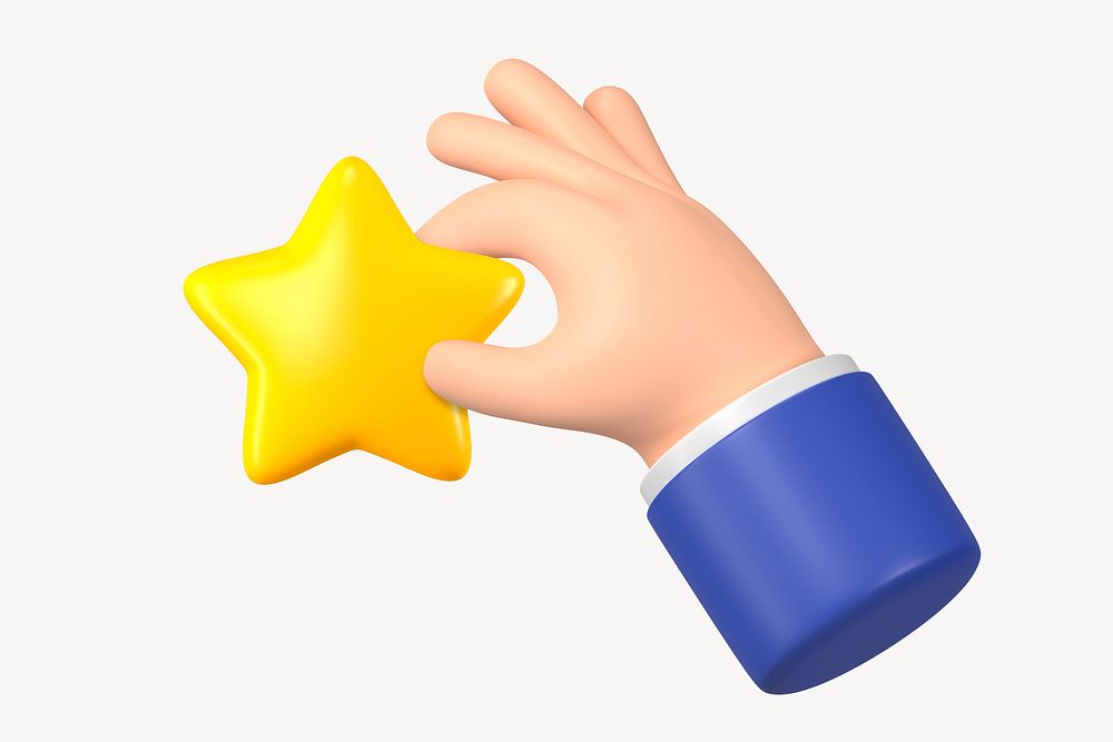 Businessman's hand holding star, 3D rendering graphic