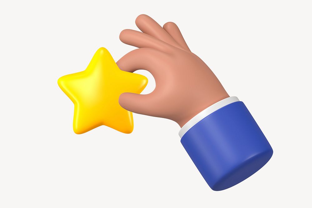 Businessman's hand holding star, 3D rendering graphic psd