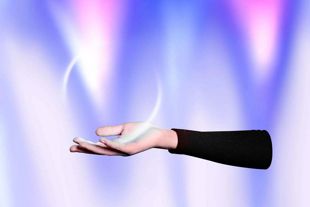 Futuristic hand gesture background, digital remix design