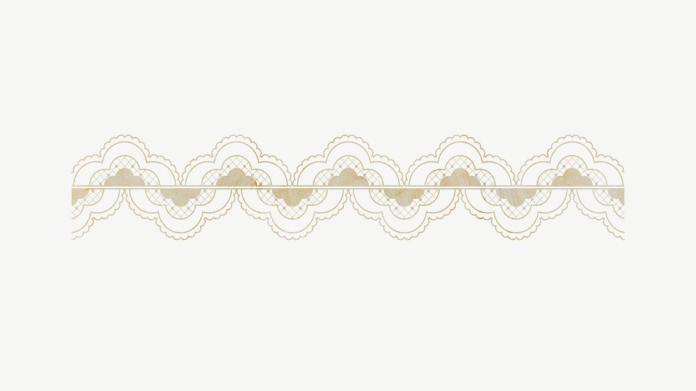 Gold lace  collage element psd